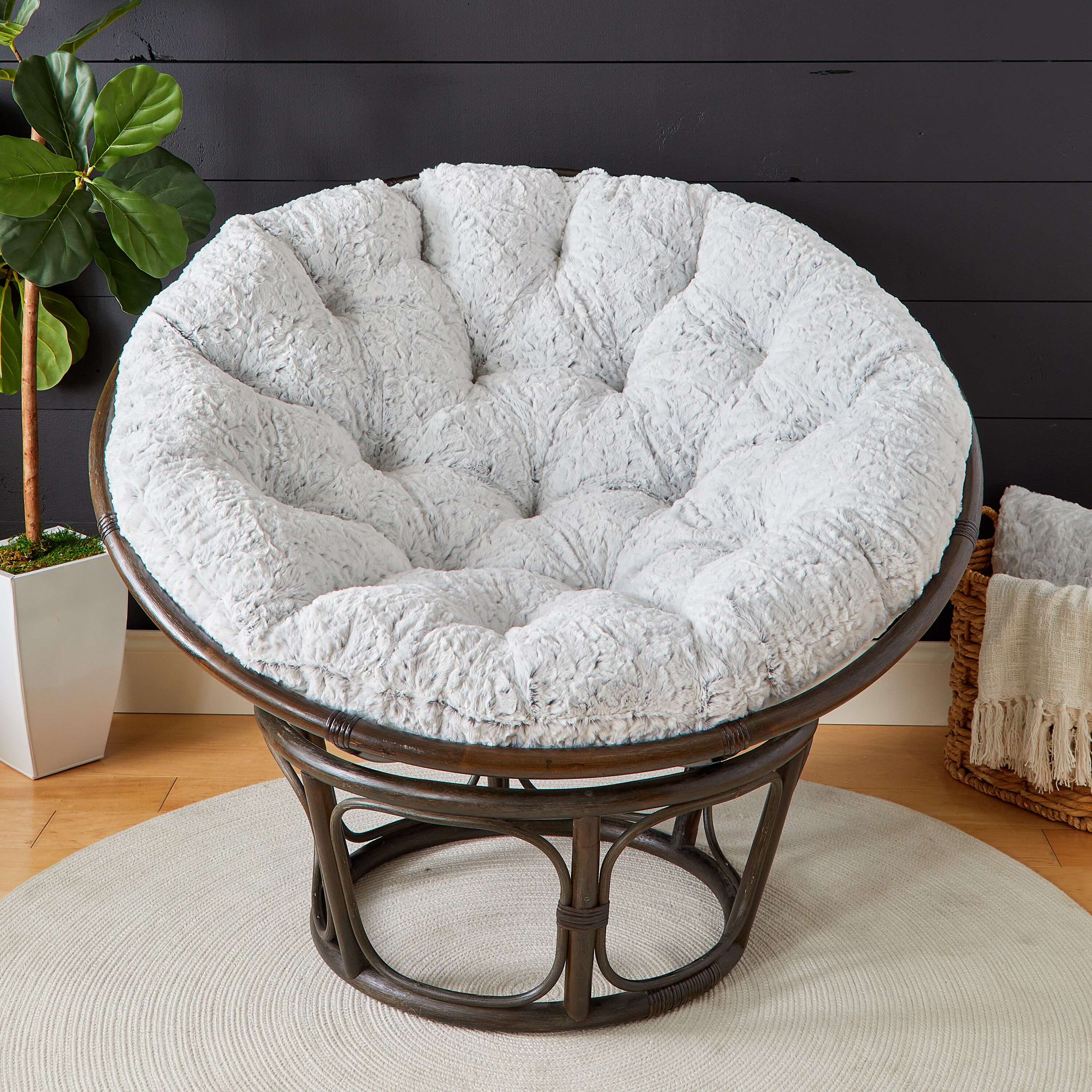 Faux fur papasan cushion cover sale